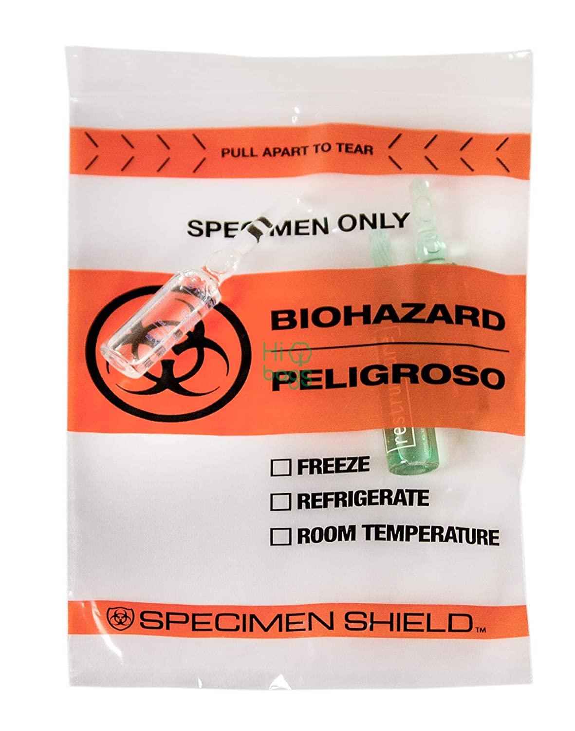Orange and Black Zip Locking Tear Pouch Bag Seal Top Specimen Lab Transport Bags for Shipping Biohazard Specimen Bags M